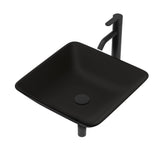 Artistic Vessel Sink With Faucet And Pop Up Drain - Matte Black