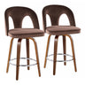 Ava - Upholstered Fixed-Height Barstool (Set of 2) - Walnut Wood Base