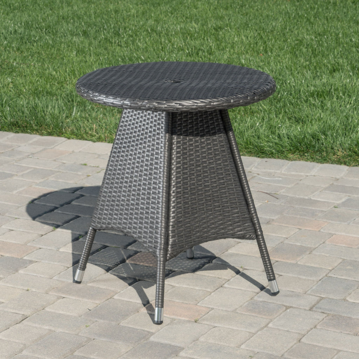 Outdoor Rattan Bistrotable With Surface Round - Gray