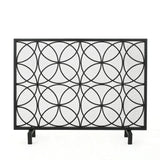 Thayer - Single Panel Iron Fireplace Screen With Geometric Design