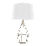 Geome - 27" Metal Table Lamp (Set of 2) - Polished Nickel With White Linen Shade From Grandview Gallery