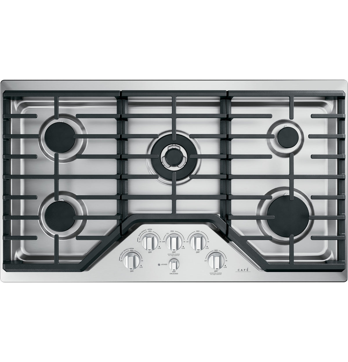 Café CGP95363MS2 gas cooktop grates detail
