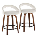 Grotto - 31" Upholstered Fixed-Height Counter Stool (Set of 2) - Walnut Wood Base