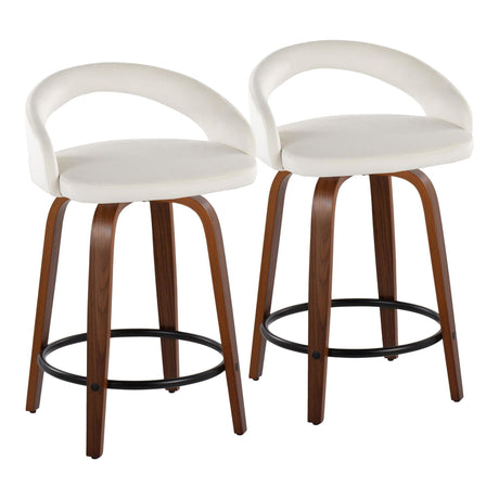 Grotto - 31" Upholstered Fixed-Height Counter Stool (Set of 2) - Walnut Wood Base