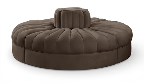 Rummi - Round Velvet Performance Fabric Upholstered 4 Piece Modular Sofa