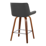 Santi - 25" Fixed-Height Counter Stool With Swivel - Walnut Wood (Set of 2)