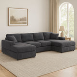 3 Piece Corduroy Double Chaise Sectional Sofa
