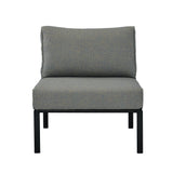 Rajni - Patio Armless Chair - Gray Fabric & Black