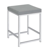 Upholstered Square Vanity Stool With Base Furniture For Bedroom - Light Gray