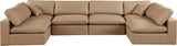 Comfy - 6 Piece Faux Leather Modular Armless Sectional - Tan