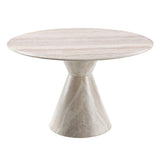 Ogin - Round Dining Table - Marble Print & Natural
