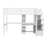 Loft Bed With Stand Alone Bed, Storage Staircase, Desk, Shelves, And Drawers