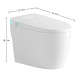 Tankless Smart Toilet With Bidet Built In, 1 Piece Bidet Toilet Seat, Auto Flush, Heated Seat, Warm Water And Dry, Adjustable Temp, Remote Control Side Know - White
