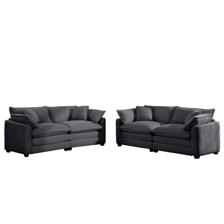 Elegant Corduroy Oversized Sectional Sofa Set With Deep Seats And Flexible Layout