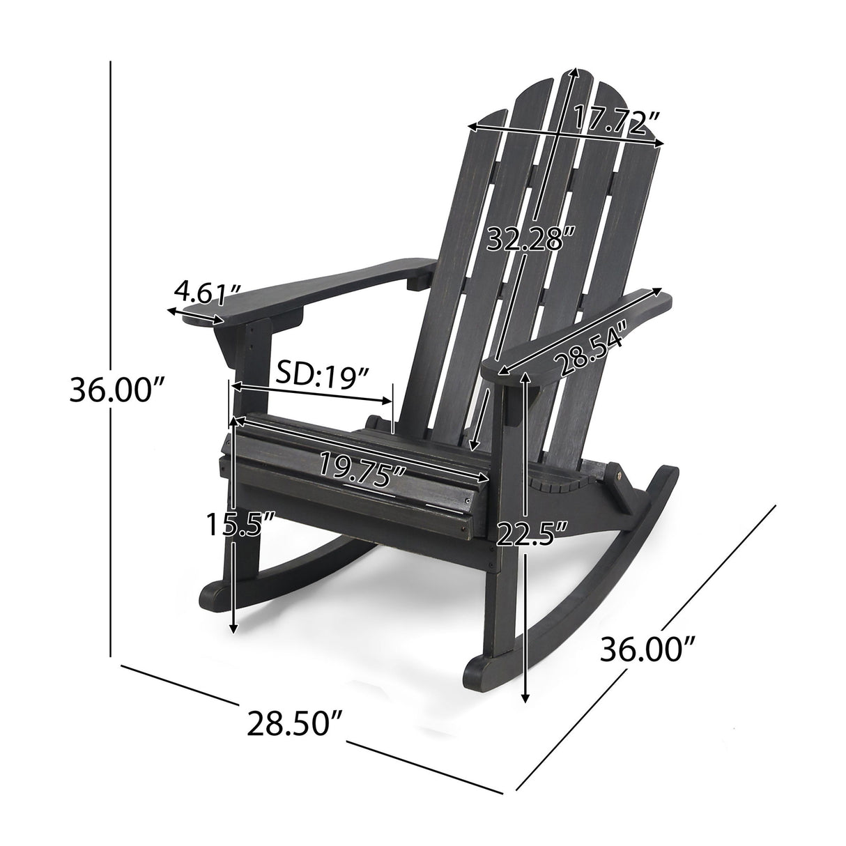 Echoes - Outdoor Acacia Wood Adirondack Rocking Chair
