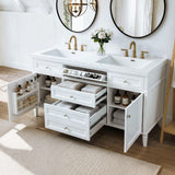 Bathroom Vanity With Double Sink, 3 Drawers, 2 Doors, Adjustable Shelves, Freestanding - White