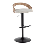 Grotto - Adjustable Barstool - Black Metal, Whitewashed Wood