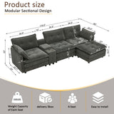 Oversized Modular Sectional Sofa With Multi Functional Console