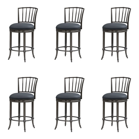 Vince - Commercial Grade Steel Frame Faux Leather Upholstered Swivel Counter Height Barstool