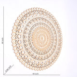 Floral Hand Carved Mandala Round Wall Decor - Brown / Antique White