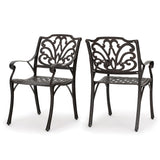 Patio Cast Aluminum Outdoor Dining Chairs (Set of 2) - Bronze