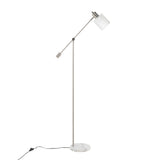 Marcel - Floor Lamp - White Marble And Nickel Metal With Clear And Frosted Glass Shade