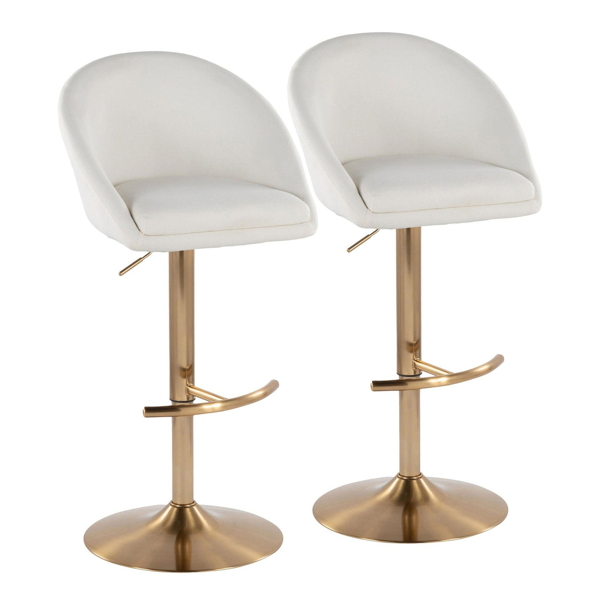 Matisse - Highback Adjustable Barstool With Rounded T Footrest (Set of 2) - Gold Metal
