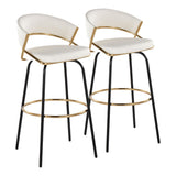 Jie - 30" Fixed-Height Barstool With Swivel (Set of 2) - Black Legs