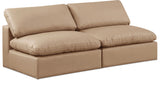 Comfy - Faux Leather Modular Armless Sofa 2 Pieces - Light Brown