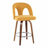 Ava - Upholstered Fixed-Height Barstool (Set of 2) - Walnut Wood Base