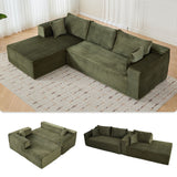 Compression Sectional Couch With Comfy Chaise, Boneless L Shape Sofa With Deep Seat