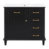 Modern Bathroom Vanity With Sink Top, Flip Drawers, Adjustable Shelf