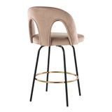 Ava - Upholstered Fixed-Height Barstool (Set of 2) - Black Base