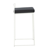 Fuji - 26" Stackable Counter Stool (Set of 3) - White Metal With Black Velvet Cushion