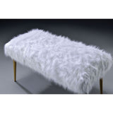 Bagley II - 20" Bench - White Faux Fur & Gold