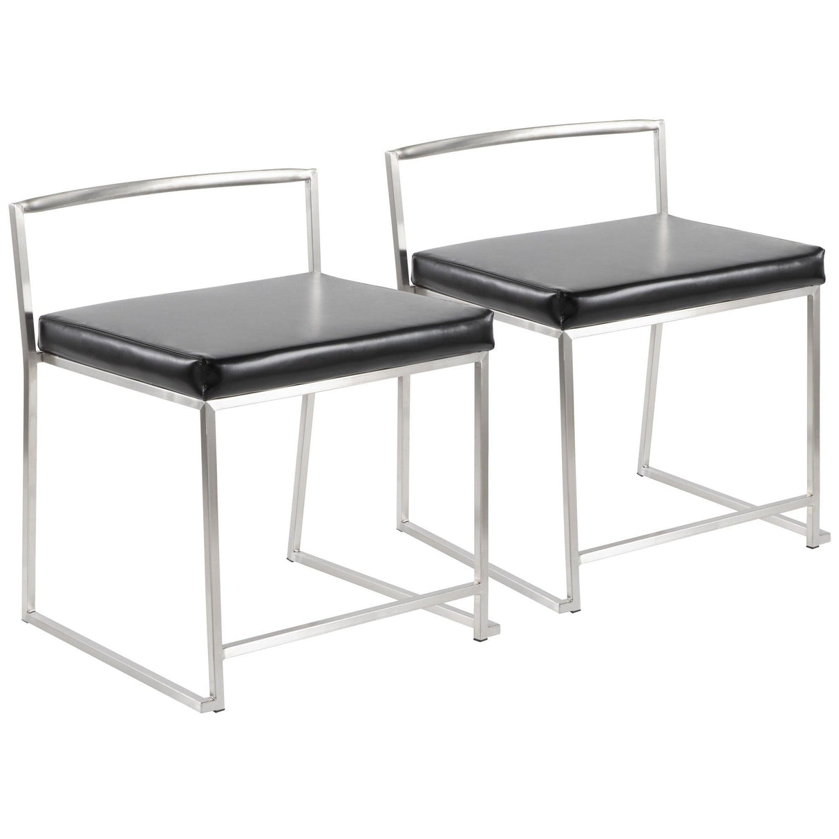 Fuji - Contemporary Stackable Dining Chair (Set of 2) - Silver Frame