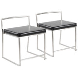 Fuji - Contemporary Stackable Dining Chair (Set of 2) - Silver Frame