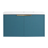 Contemporary Wall Mounted Bathroom Vanity With Resin Double Sink