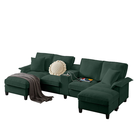 Modern U-Shaped Sectional Sofa Bed With Storage