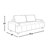 Kipton - Sofa - White Fabric, Walnut Wood