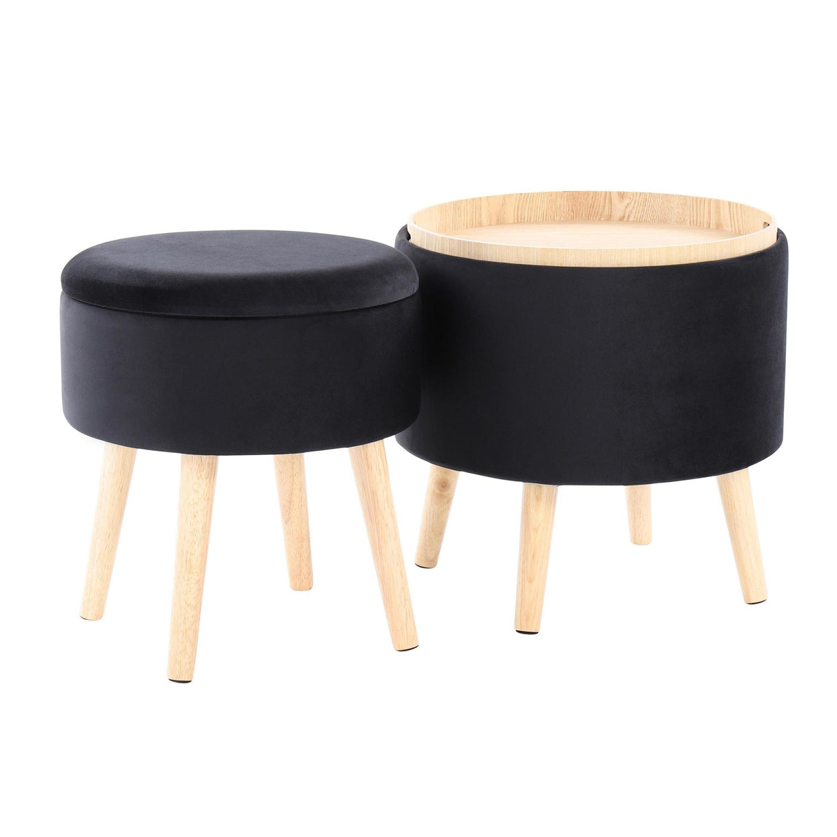 Tray - Contemporary Storage Ottoman With Matching Stool