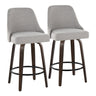 Marcel - 27" Fixed-Height Counter Stool With Swivel And Round Black Metal Footrest (Set of 2) - Walnut Glazed Wood