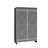 Elegant Decor Mirrored Shoe Cabinet With Edging Double Door Storage Cabinets Glass - Brown / Silver / Gray