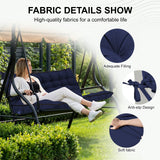 3 Seater Outdoor Porch Swing Cushion With Backrest, Waterproof