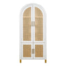 Tall Arched Cabinet With Rattan Doors & Adjustable Shelves