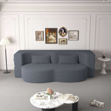 Modern Floor Sofa, With 2 Pillows, Convertible Teddy Fabric Foam Filled Bed