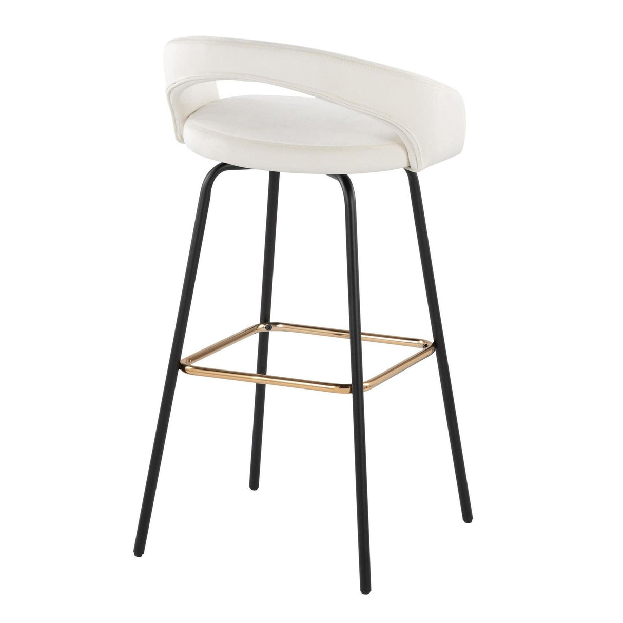 Grotto - Upholstered Fixed-Height Barstool - Black Metal