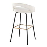Grotto - Upholstered Fixed-Height Barstool - Black Metal