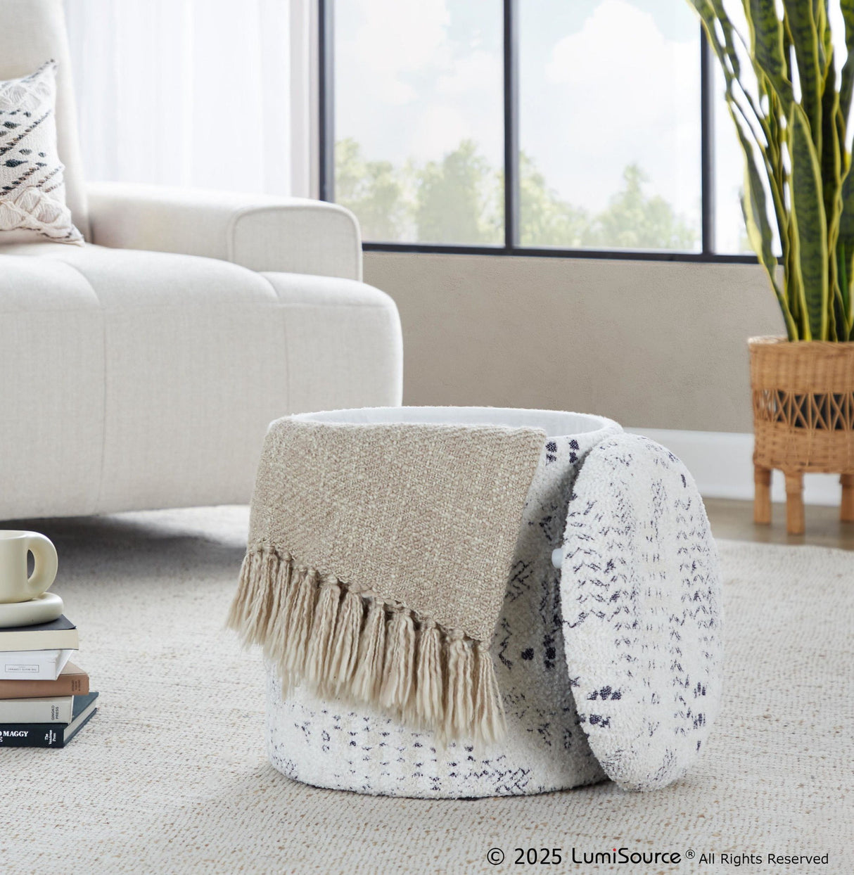 Tahoe - Aztec Ottoman - Ivory Cotton