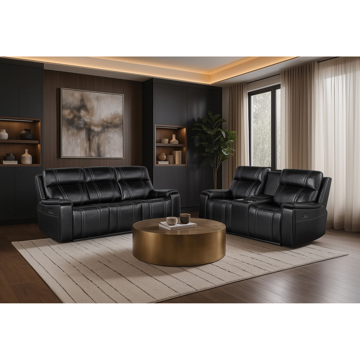 Gary - Power Reclining Loveseat With Cooler In Center Console - Black